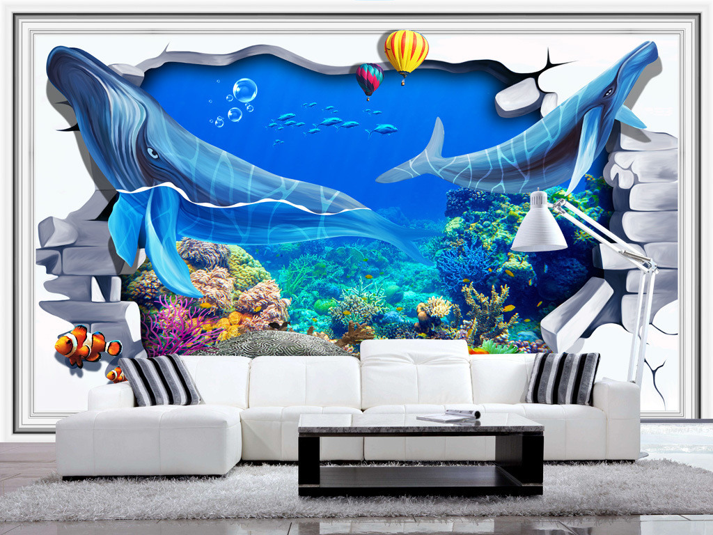 海洋3D電視背景墻 讓家沉浸于深藍(lán)幻境